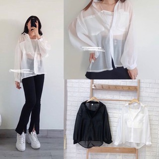 Set áo sơ mi voan phối áo 2 dây