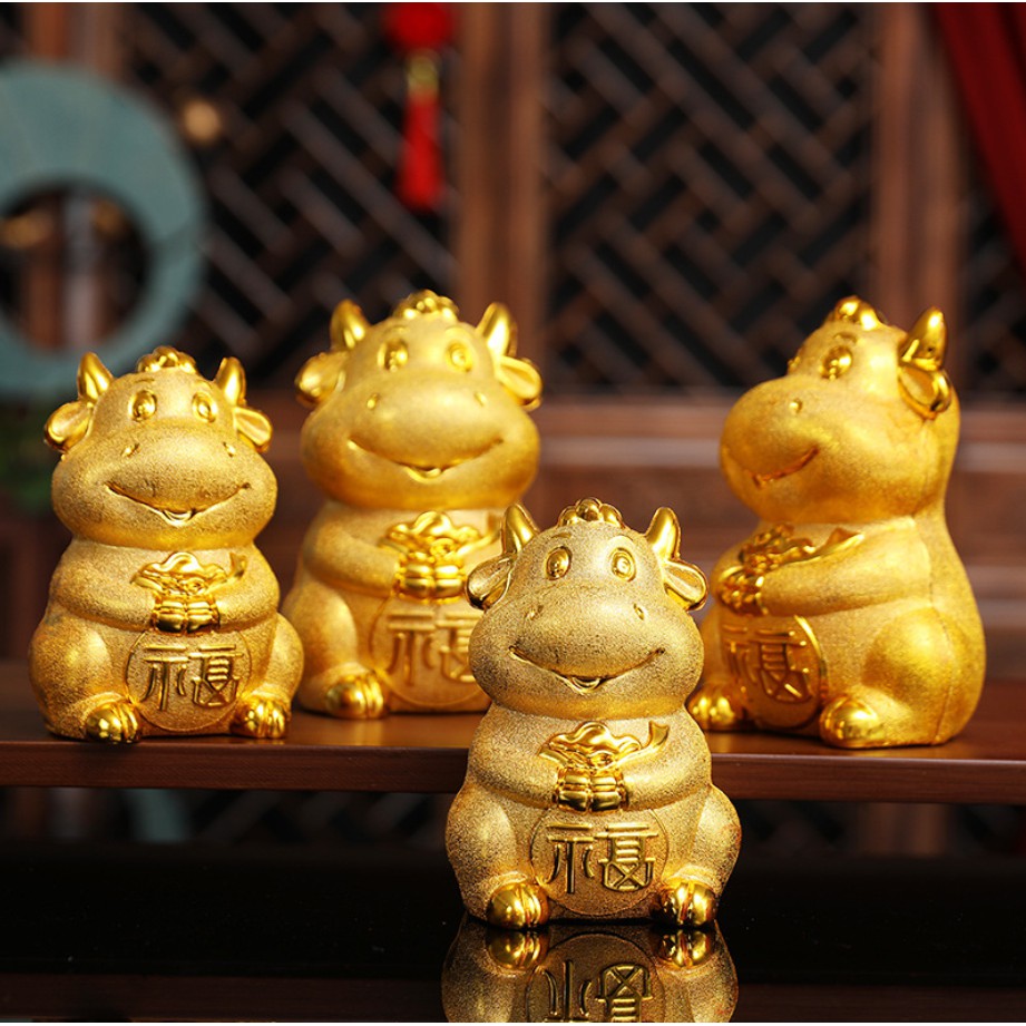 Chú trâu vàng đựng tiền tiết kiệm siêu đẹp, siêu sang, hộp đựng | BigBuy360 - bigbuy360.vn
