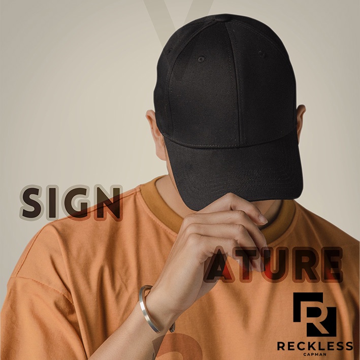 Nón Bóng Chày Lưỡi Trai Màu Đen Trơn Reckless Capman Signature Ballcap Vải Kaki Cotton