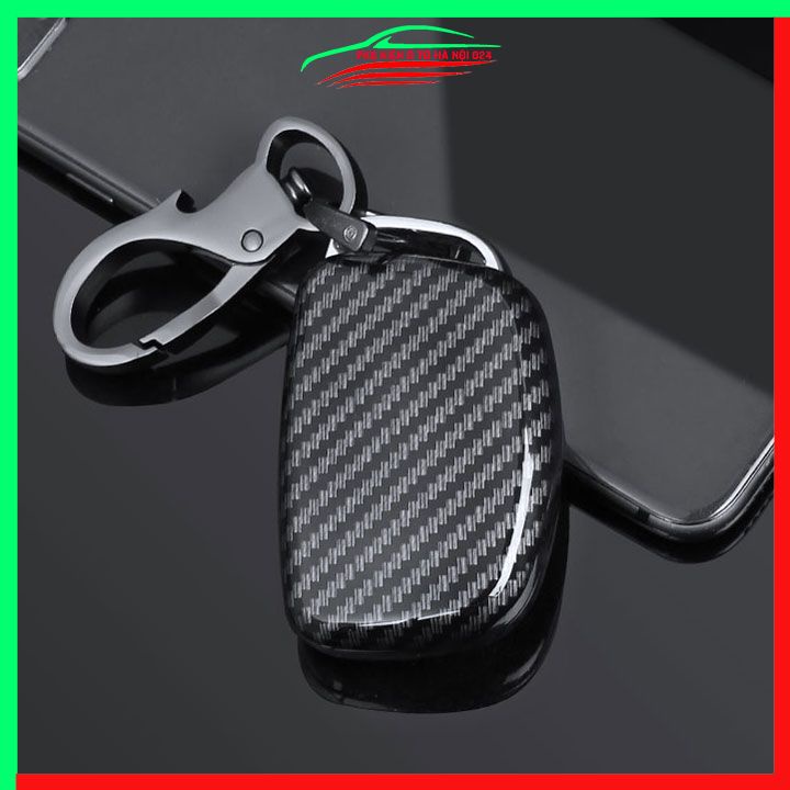 Ốp khóa cacbon Hyundai Creta 2022-2024 4 Nút kèm móc khóa