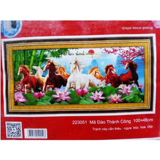 Tranh thêu chữ thập ngựa Mã  đáo thành công 223051-100x48cm