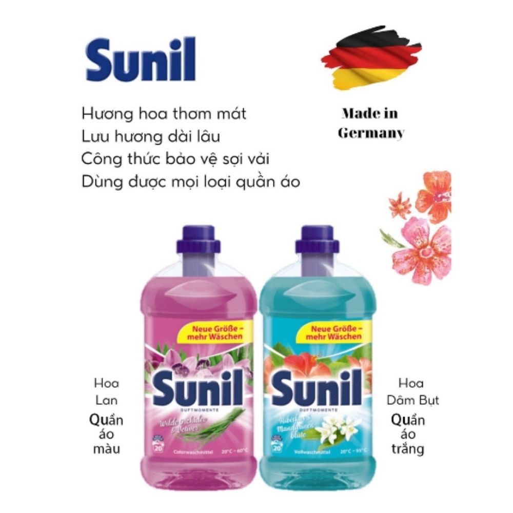 Nước giặt quần áo Sunil Rei hương hoa 1.32L nội địa Đức