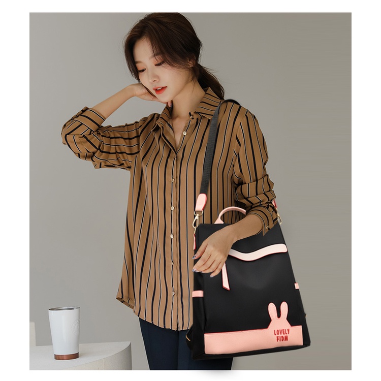 Ba Lô Vải Tổng Hợp Hai Ngăn Chống Trộm Phong Cách Thời Trang Mới Đơn Giản Cho Nữ