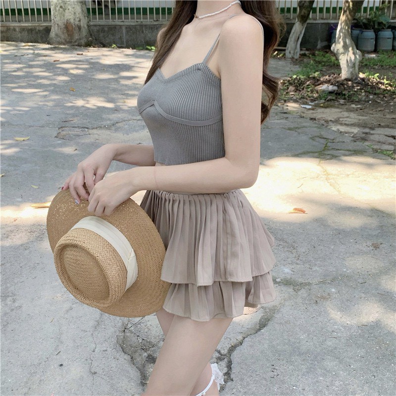 Chân Váy Xếp Ly Ngắn 2 Tầng Màu Nude Hàng Cao Cấp Loại 1 Siêu Hót Freeship, Váy Tầng Ngắn Xếp Ly Xòe Siêu Xinh Mới | BigBuy360 - bigbuy360.vn