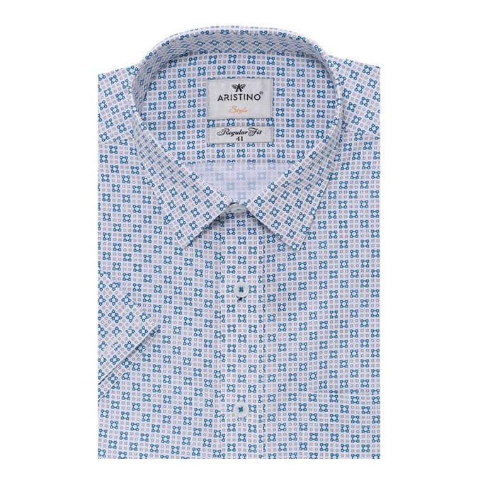 Áo sơ mi nam ngắn tay Aristino sợi sồi tà bằng from regular ASS021S8