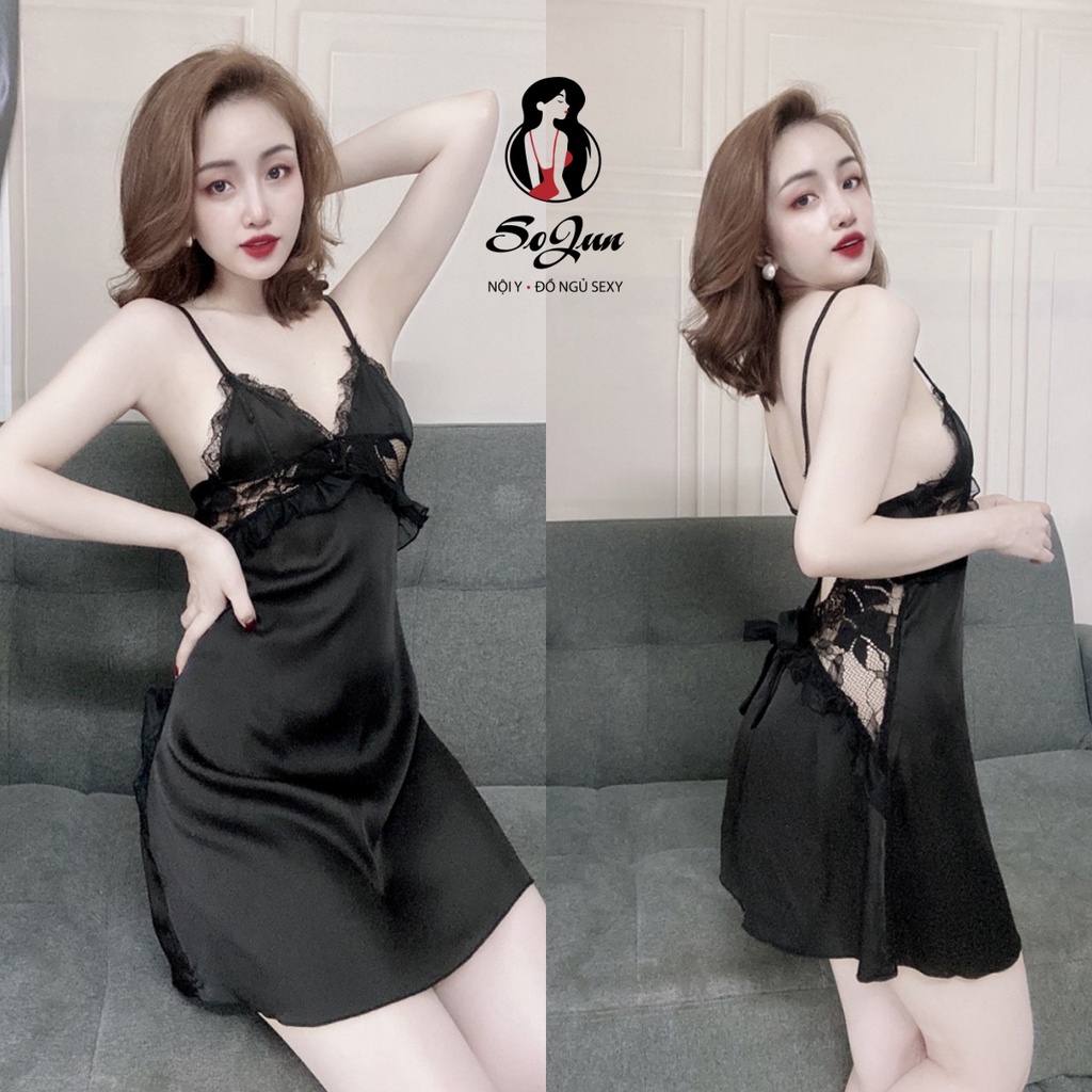 Váy Ngủ Nữ, Đầm Ngủ Sexy Cột Nơ Sau &lt;58Kg
