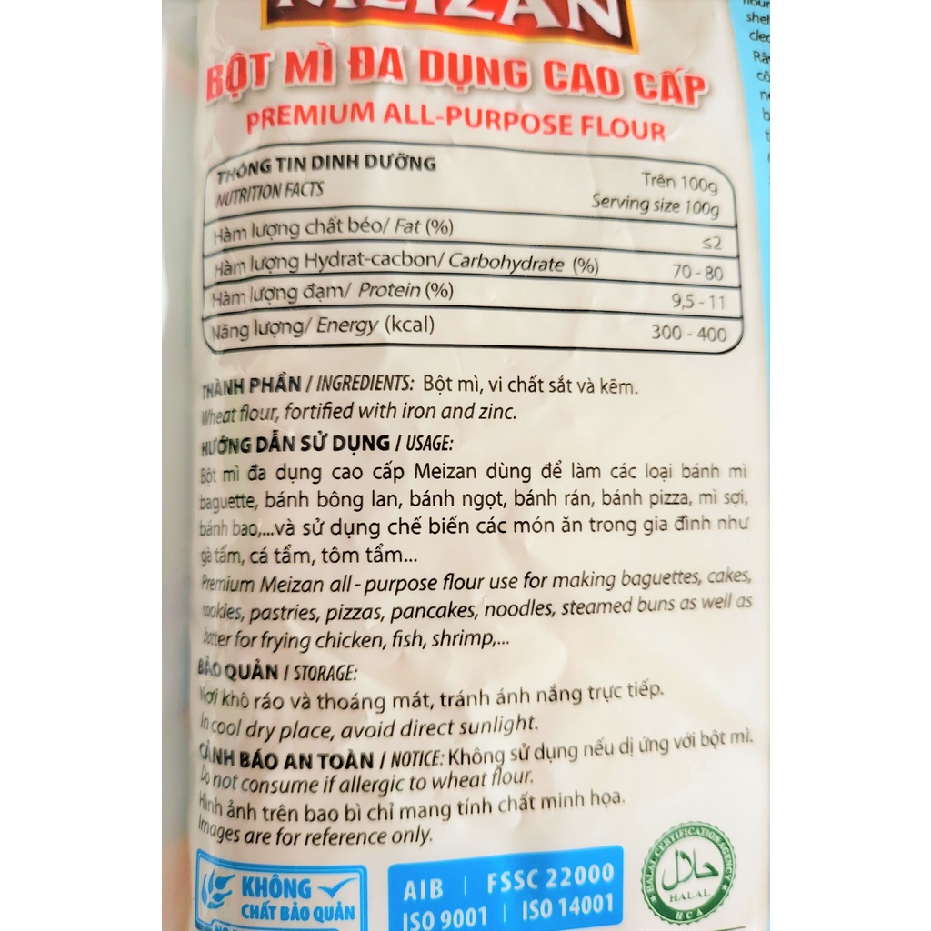 [Túi 500g] BỘT MÌ ĐA DỤNG CAO CẤP [VN] MEIZAN Premium all Purpose flour (halal)