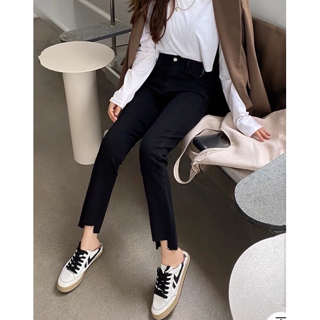 Quần bò jean nữ ống loe đứng rộng suông co giãn jeans cạp cao cao cấp Hottrend 2022
