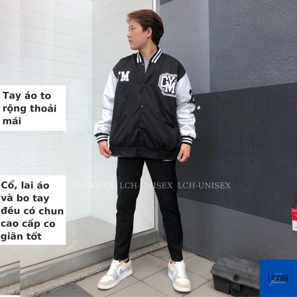 Áo bomber varsity jacket unisex form rộng CYM Áo khoác bóng chày nam nữ vải dù 2 lớp ulzzang LCH