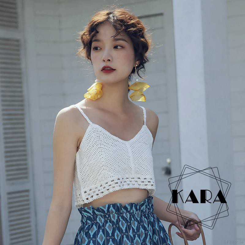 Áo Croptop Dệt Kim Thiết Kế Quyến Rũ Cho Nữ