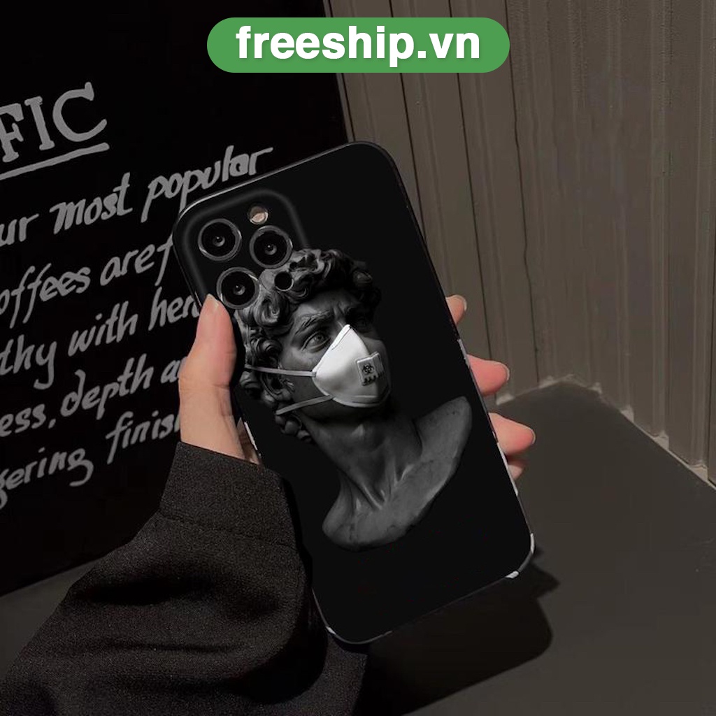 Ốp Lưng iphone da.vid độc hình tượng Hy Lạp cổ đại đeo kh.ẩu trang iPhone 6/7+/Xs/Xsmax/Xr/11/11pro/11promax/12/13/14