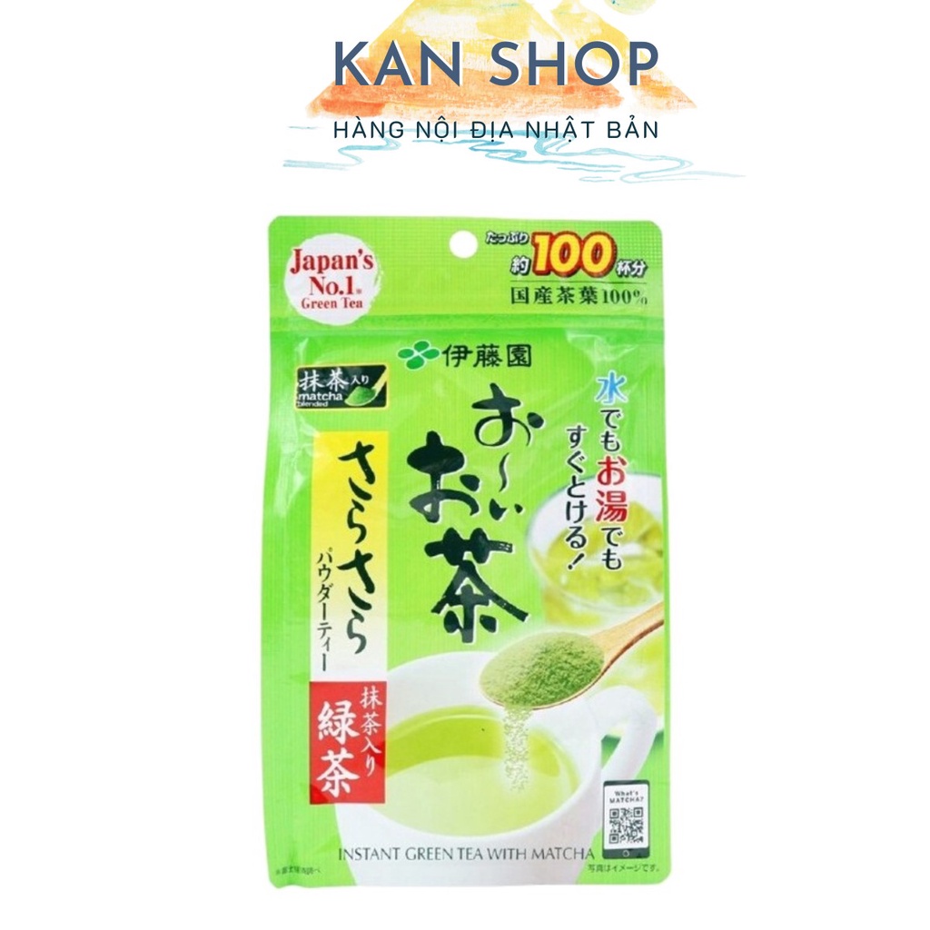 Bột trà xanh Instant green tea with matcha 80g Nhật Bản | Kan.japan | 4901085120453