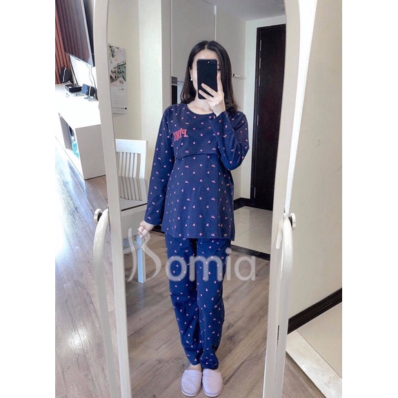 Bộ sau sinh dài cho mẹ thun pink xịn