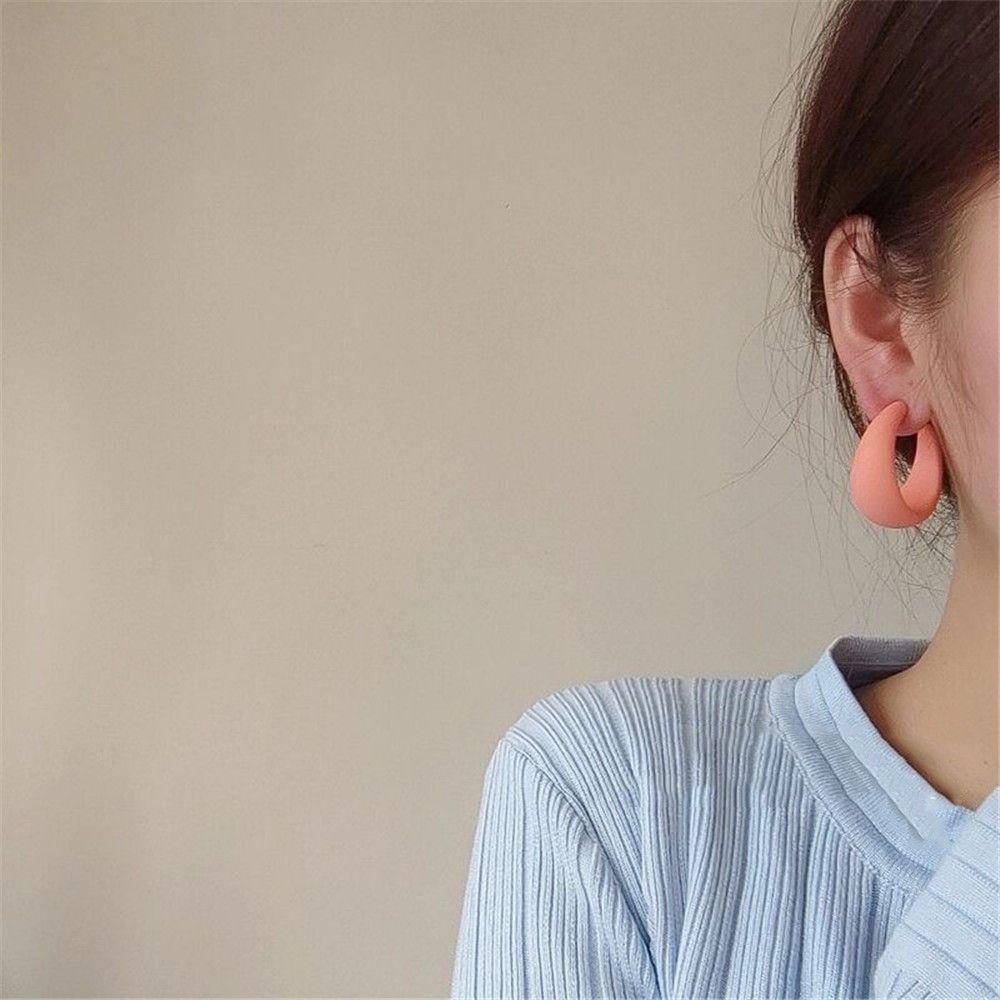 WONDER Bông Tai Chữ C Màu Sắc Ngọt Ngào Phong Cách Hàn Quốc Cho Nữ