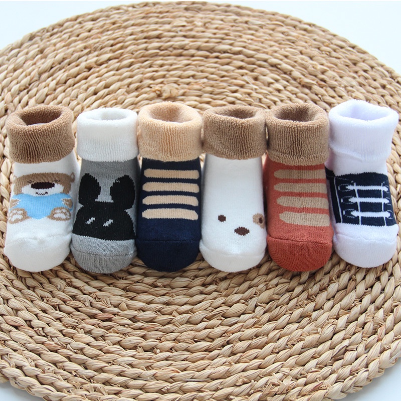 Combo 3 Đôi Vớ cổ cao hoạt hình trẻ em [0-1 tuổi ] Cotton xinh xắn cho bé trai bé gái - Tất vớ trẻ em cao cổ 2 lớp