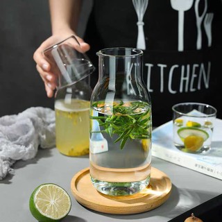 Bình rót nước thuỷ tinh kèm cốc 2 trong 1 tiện lợi 500ml - 350ml