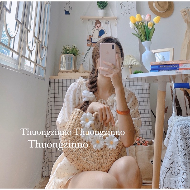 [HÀNG CHẤT LƯỢNG]SET ĐỒ HOA VINTAGE THIẾT KẾ CÓ TAY SET BỘ MẶC NHÀ TIỂU THƯ NHẸ NHÀNG