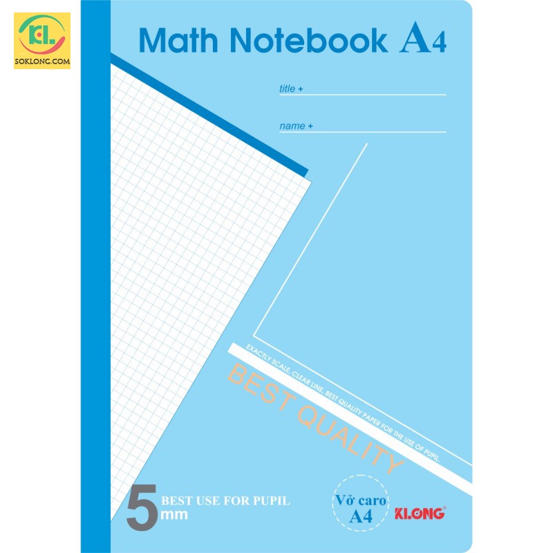 Vở Klong A4 Chọn Màu 200 trang caro Ms 298 Math Notebook, cuốn tập sổ Klong