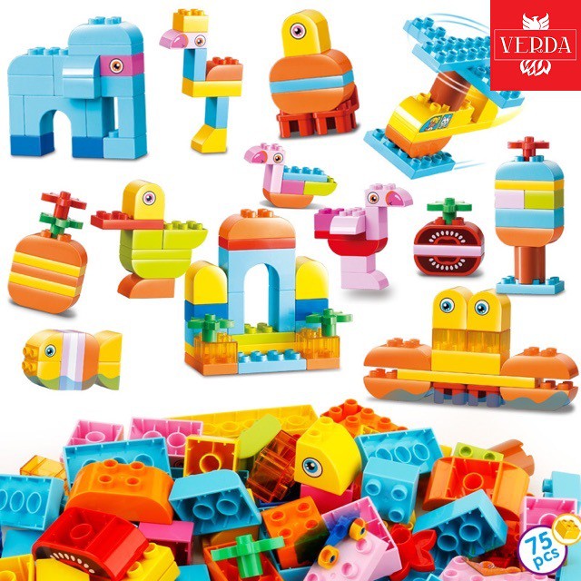 [KÈM VIDEO] Lego Cỡ Duplo 75 Chi Tiết – Bé Lắp Ráp Ghép Hình Thông Minh Trẻ Em