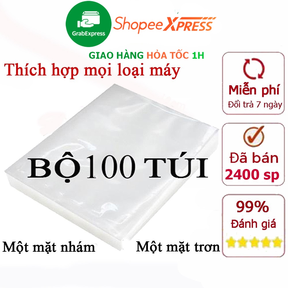 Túi hút chân không một mặt nhám, mặt sần dùng được cho tất cả các máy hút chân không [100 túi]