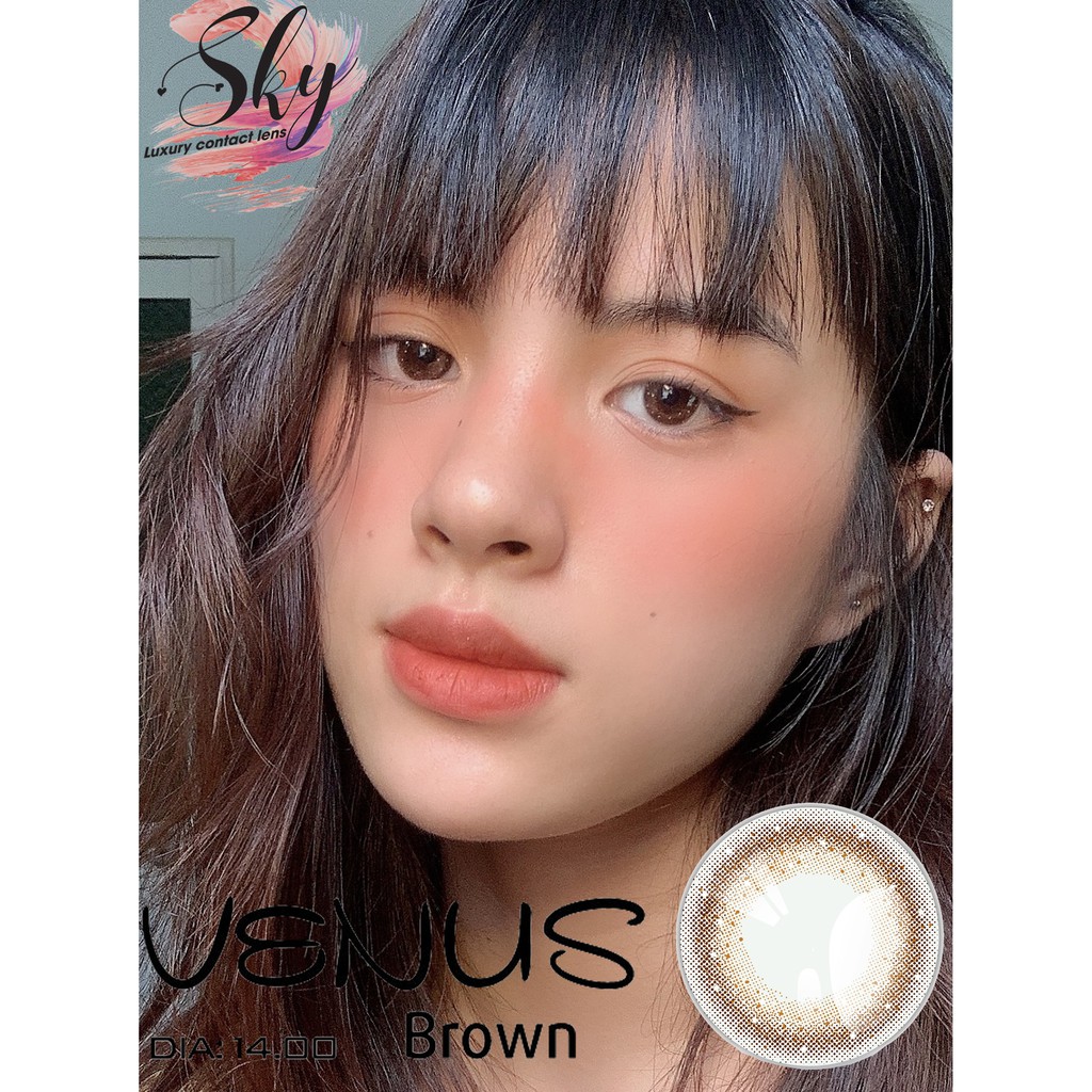 Kính áp tròng Sky Lens -Venus Brown 0-6 Độ-Made in Korea Chính Hãng Dia14.00