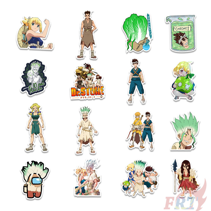 Bộ 50 Miếng Dán Trang Trí Chống Thấm Nước Hình Anime Dr.Stone - Series 03