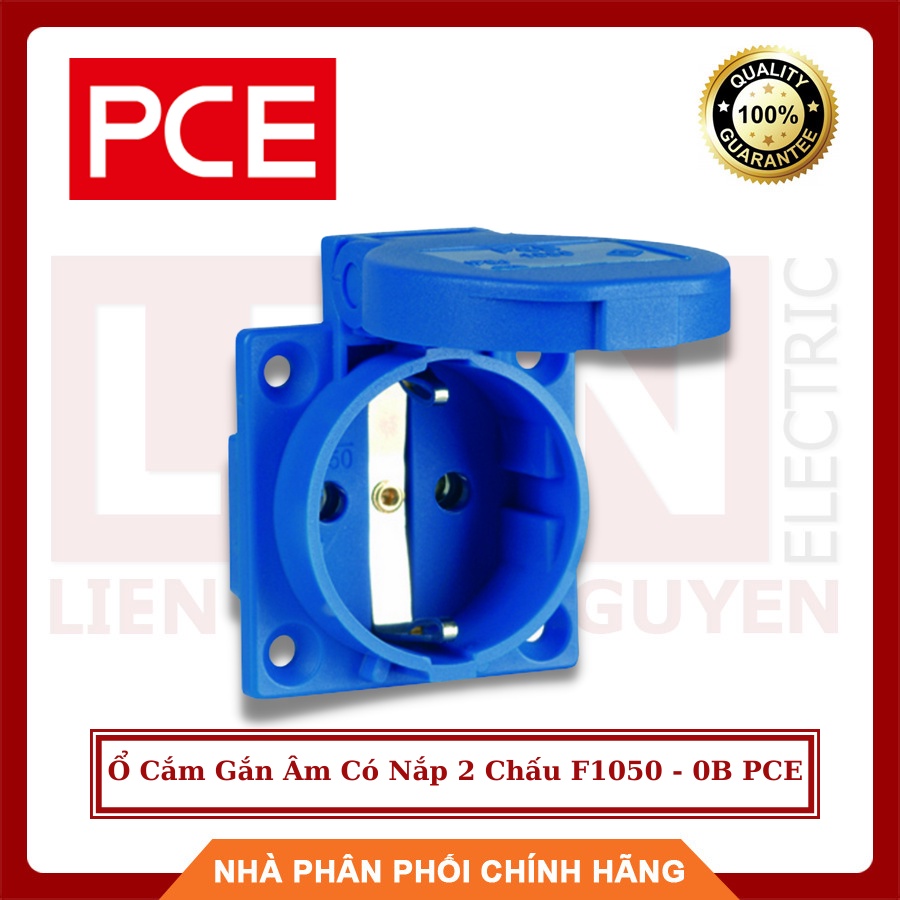 Ổ Cắm Gắn Âm Có Nắp 2 Chấu F1050 - 0B PCE - Hàng Chất Lượng - BH 12 Tháng