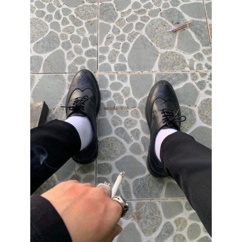 Giày Tây Derby Wingtip Brogue ĐẾ GỖ | TẶNG KÈM BỘ QUÀ TẶNG GIÁ TRỊ