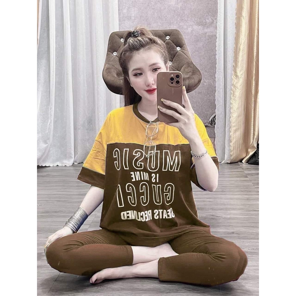 Set Bộ Cotton Dáng Thể Thao Phối Chữ Cực Xinh - Mẫu Mặc SP Thật
