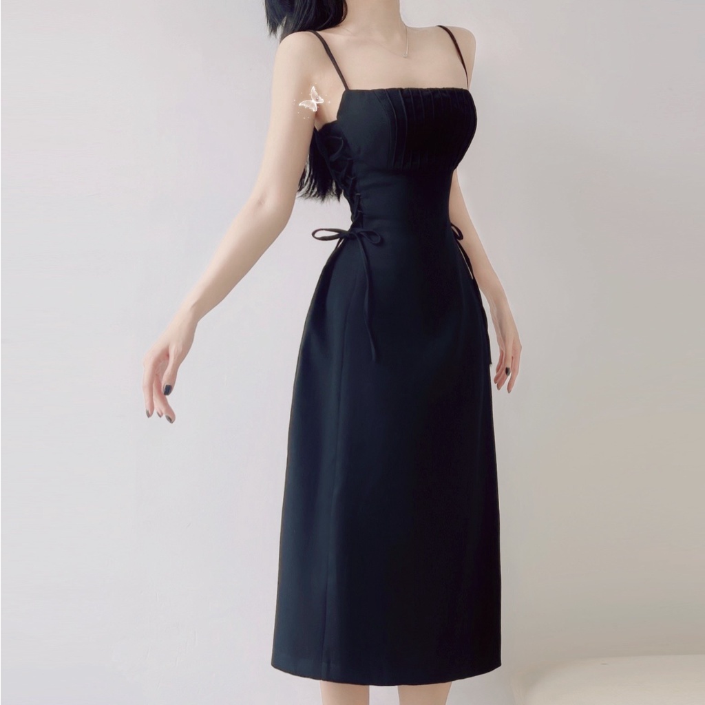 Đầm hai dây dáng xòe dài midi Emilyshop (T)