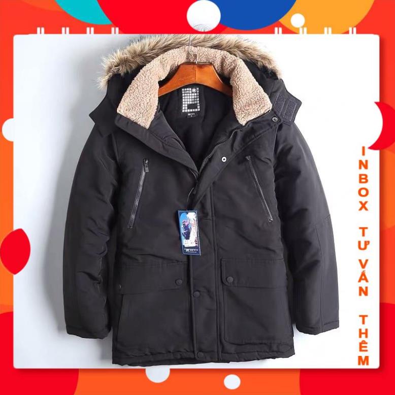 Áo parka nam xuất dư đại hàn mũ lông tháo được | Áo khoác nam kaki lót nỉ siêu ấm siêu dày dặn shopledap