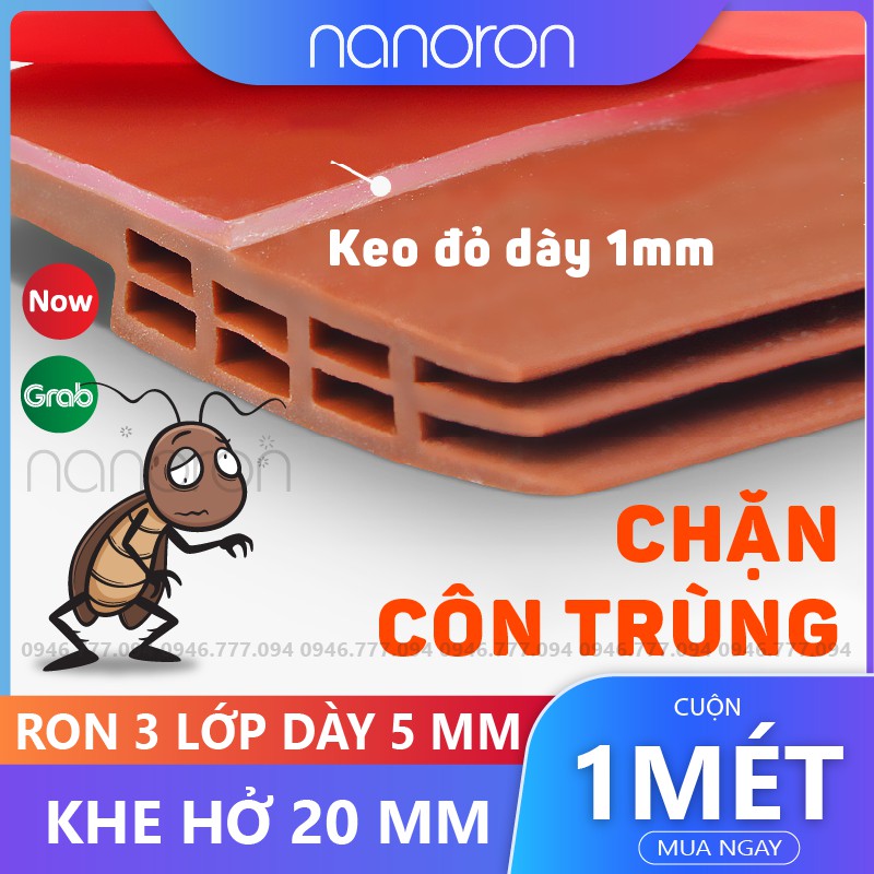 Ron chặn đáy cửa 3 lớp dày 5mm  Thanh dán cửa chặn khe hở NANORON chống côn trùng khói bụi R3L