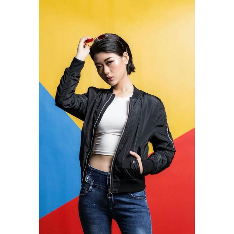 Áo Bomber lót lông cừu cho nữ