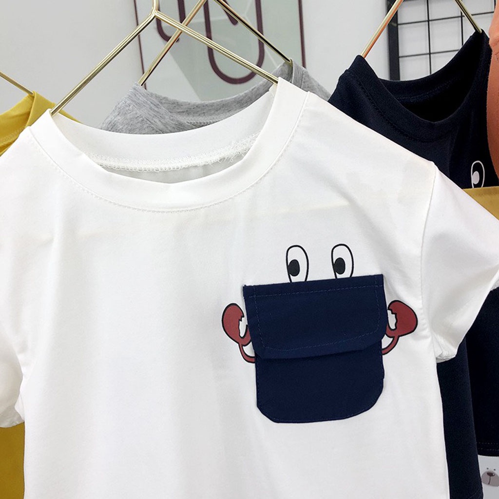 Áo thun bé trai LILA KIDS, Áo thun cho bé có túi trước ngực chất cotton cao cấp
