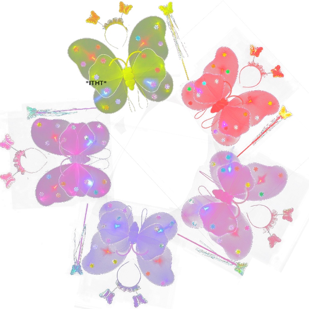 Set 4 Phụ Kiện Cài Tóc Hình Cánh Bướm Hai Lớp Gắn Đèn Led Phát Sáng Cho Bé Gái