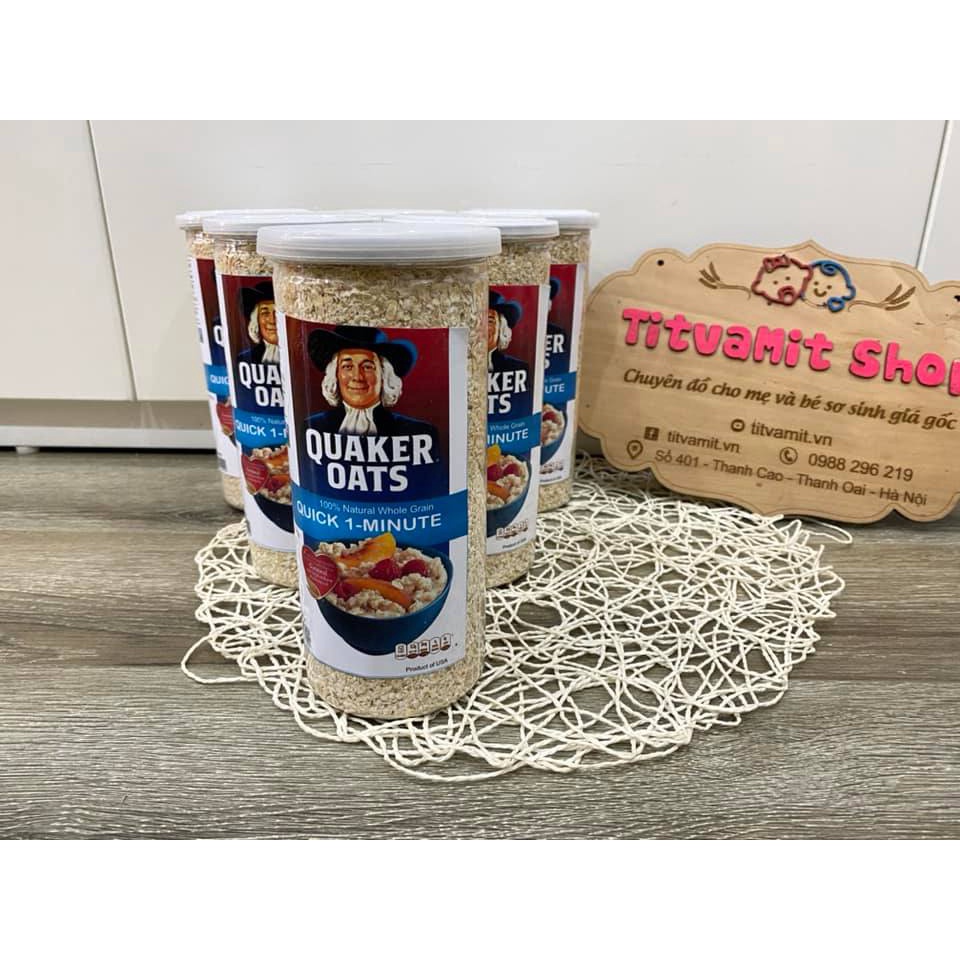 [Bổ sung chất xơ] Yến mạch cán vỡ quaker, yến mạch cho bé ăn dặm
