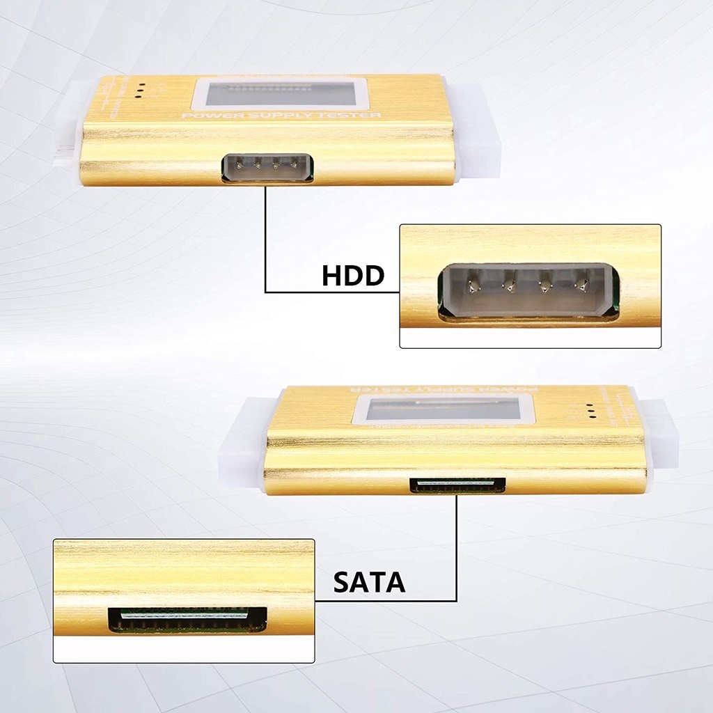 Thiết Bị Test Nguồn ATX Máy Tính 20 + 24 Pin Hiển Thị Màn Hình LCD - màu Vàng