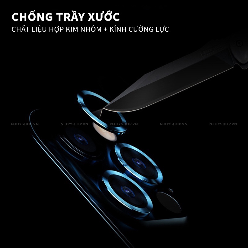 Bộ Vòng Titan Bảo Vệ Camera Iphone 9H Chống Trầy Xước Cho Iphone 12 Pro Max 11 Pro Max NJOYSHOP