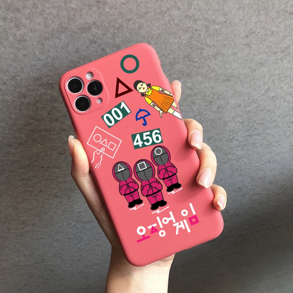 Ốp Squid Game Vuông Vivo Y01,Y15a,Y15s,V21 5G,Y33s,Y21,Y21s,Y53s,Y51 2020,Y20s,Y12s,Y50,Y19,Y12,Y15,Y17,Y91c,Y1s,Y91,Y93