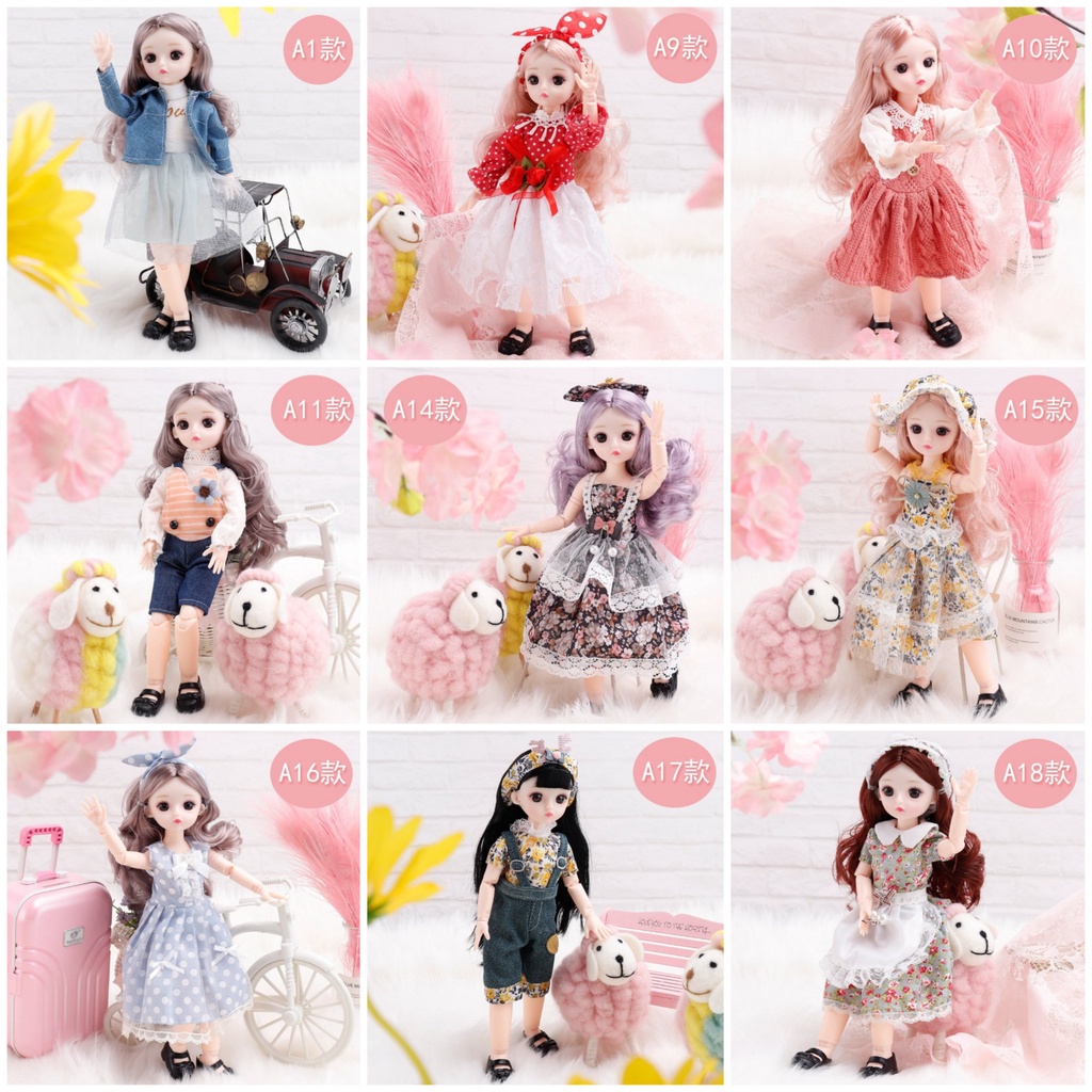 Búp bê đồ chơi, quà tặng cho bé gái, búp bê có khớp cử động, mắt 4D, cao 30cm