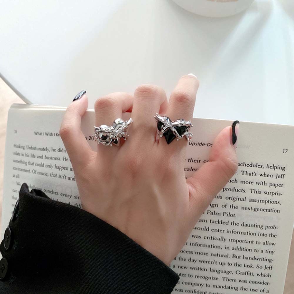 Nhẫn Đeo Tay Màu Đen Phong Cách Hàn Quốc Cổ Điển Dành Cho Nữ