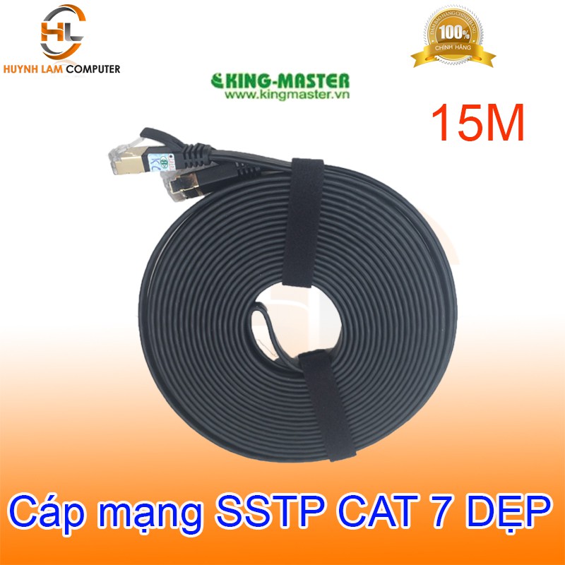 Cáp mạng SSTP CAT7 15m KingMaster KC715 (dẹp) tốc độ lên đến 10.2Gbps 600Mhz - Hãng phân phối