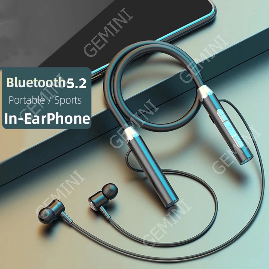 Tai nghe Bluetooth không dây đeo quàng cổ Bluetooth 5.2 thể thao pin trâu từ tính khử tiếng ồn mã G01 Gemini Shop