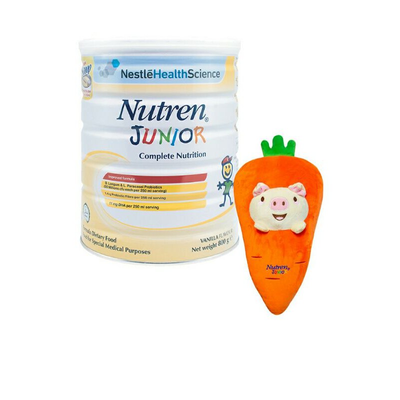 1 lon sữa Nutren Junior 800g tặng gối cà rốt