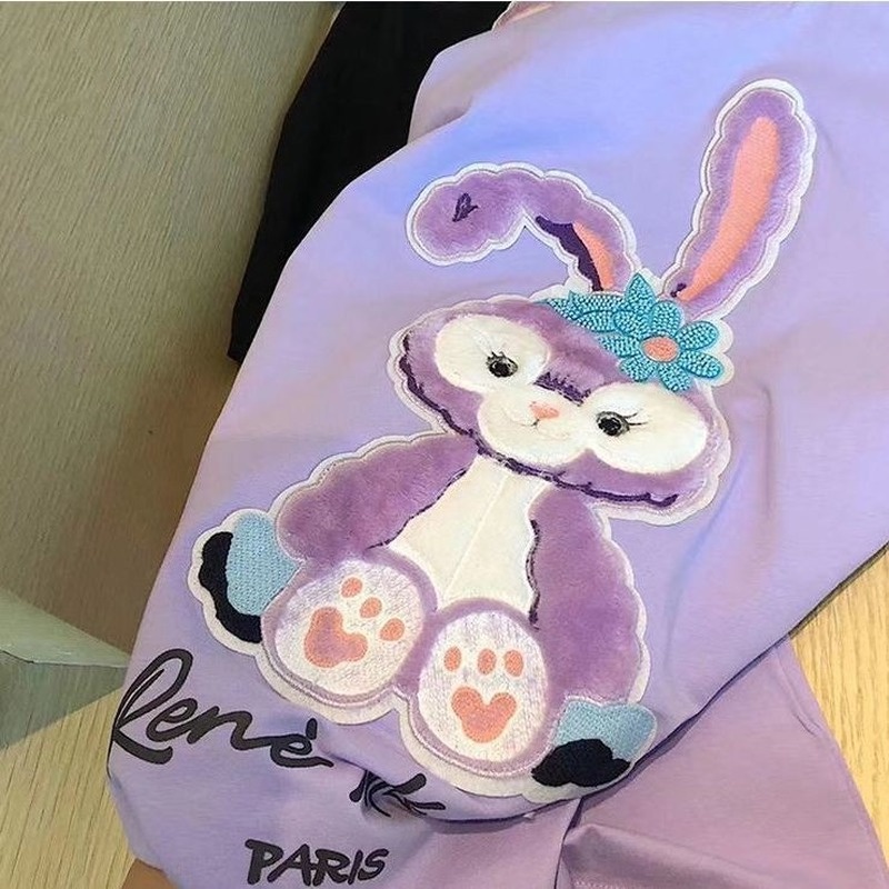 Áo Thun Ngắn Tay Dáng Rộng Thêu Họa Tiết Thỏ/Ngôi Sao Dễ Thương Thời Trang Mùa Hè Cho Bé Gái