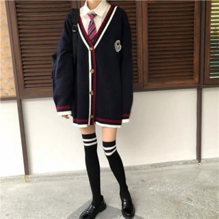 Áo khoác len cardigan phong cách đồng phục học sinh Hàn Quốc mẫu 136802