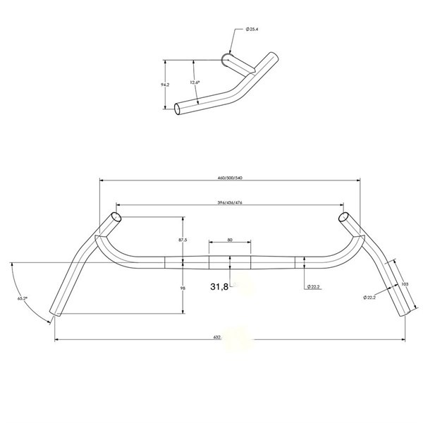 Ghi đông xe đạp Touring Corner Bar Creme hai sừng 31.8mm - 50cm