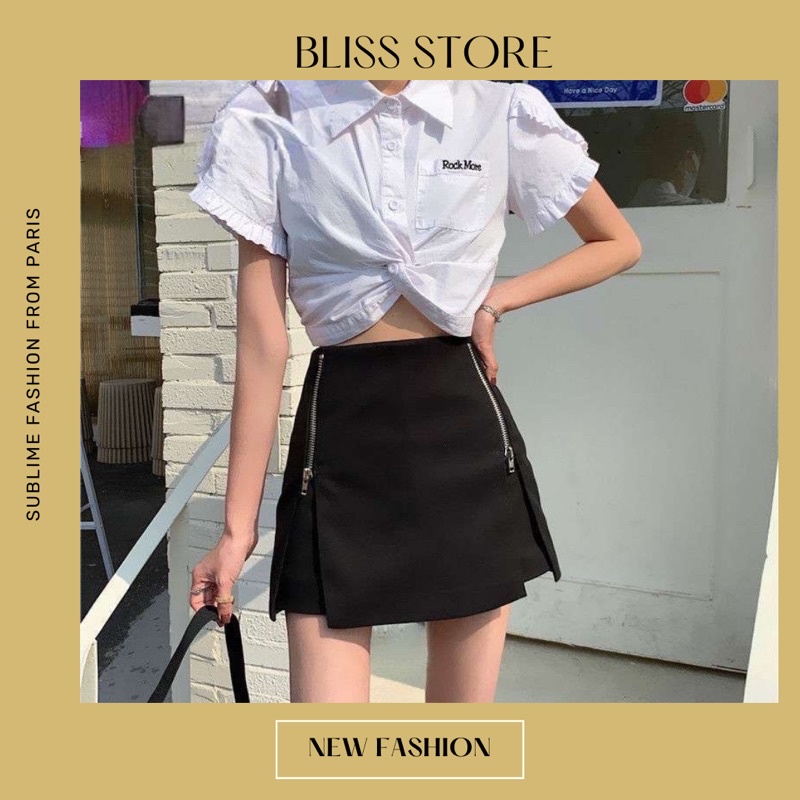 Chân váy dáng ngắn có khoá 2 bên