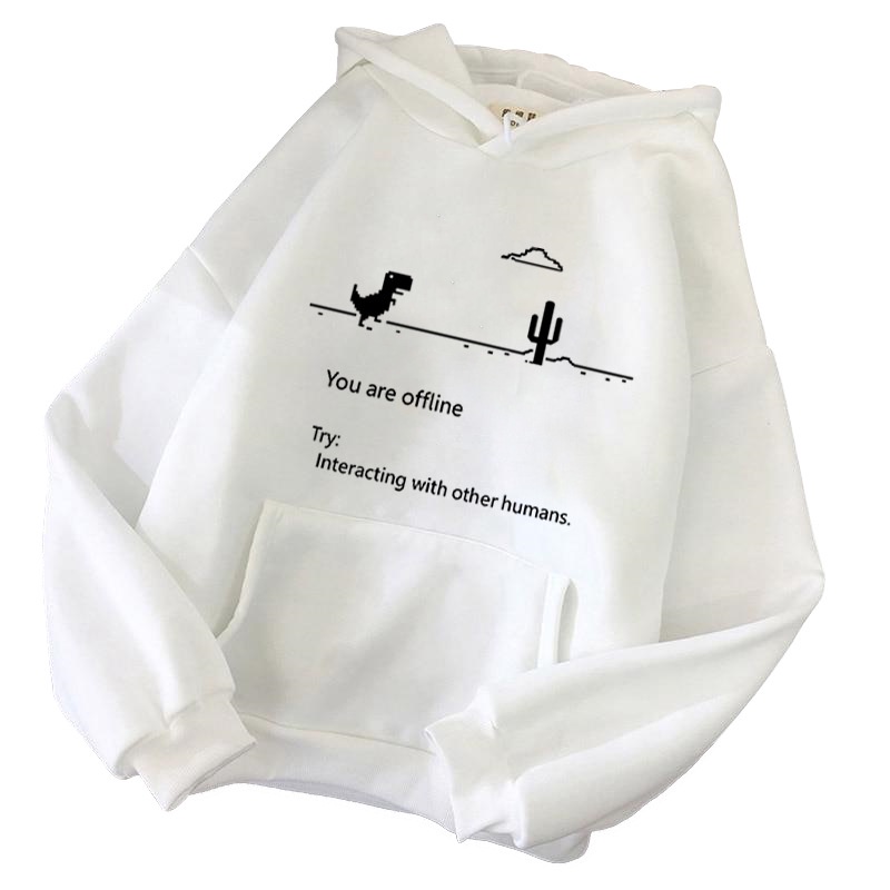 Áo Hoodie Cotton Pha Dáng Rộng In Hình Khủng Long Vui Nhộn Phong Cách Hip Hop Cho Nam