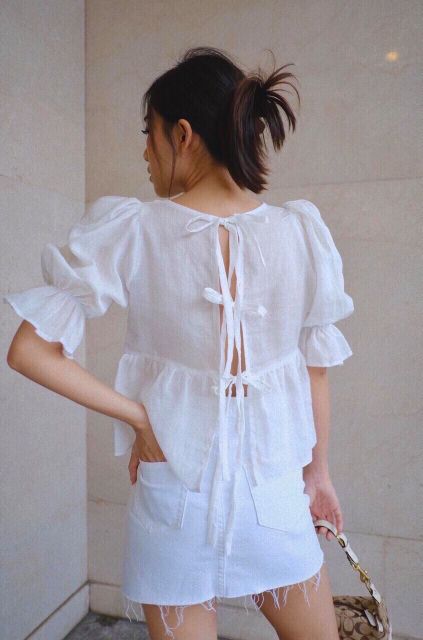 Áo trắng kiểu kèm ảnh thật